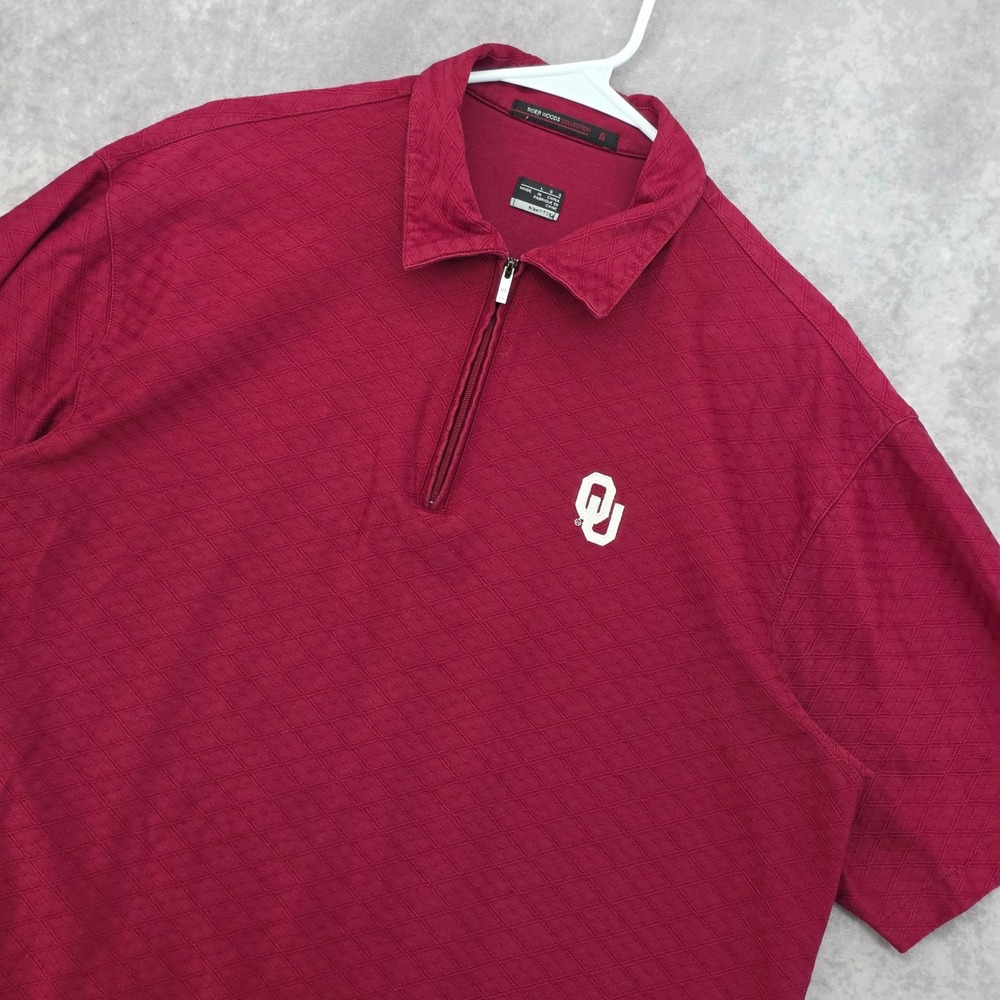 Nike Tiger Woods Collection Oklahoma Sooners OU Quarter Zip Polo Red Mens Large
